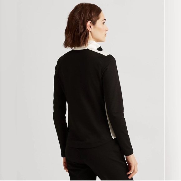 NWT Lauren Ralph Lauren Mock Neck Zip Black & Cream Jacket - Picture 5 of 10